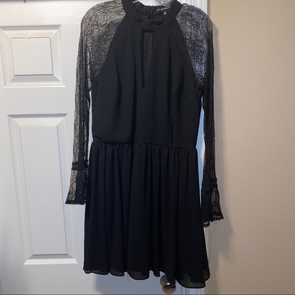 Black long sleeve, short skirt party dress